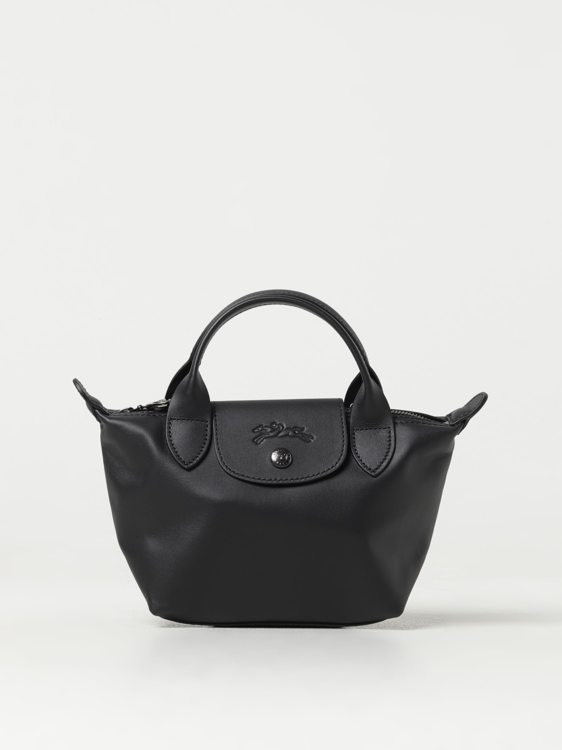 LONGCHAMP MINI BAG: Longchamp Le Pliage Xtra leather bag with shoulder strap, Black - Img 1