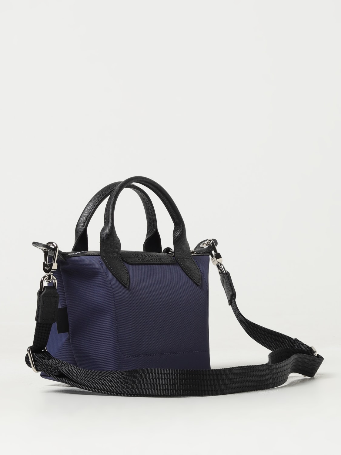 LONGCHAMP MINI BAG: Longchamp Le Pliage Energy XS bag in recycled nylon and grained leather, Blue - Img 2