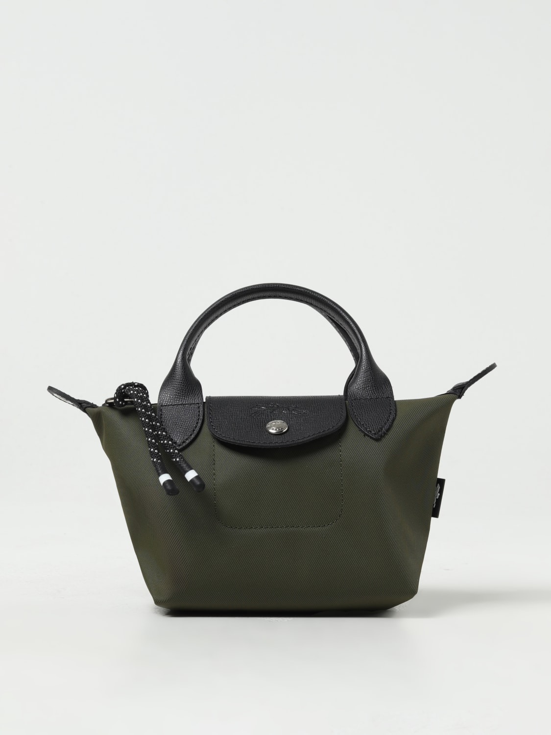 LONGCHAMP MINI BAG: Longchamp Le Pliage Energy XS bag in recycled nylon and grained leather, Military - Img 1