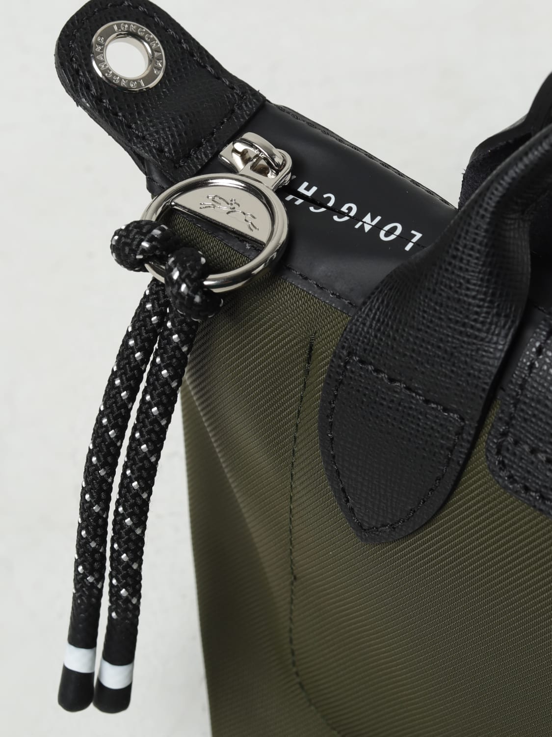 LONGCHAMP MINI BAG: Longchamp Le Pliage Energy XS bag in recycled nylon and grained leather, Military - Img 3