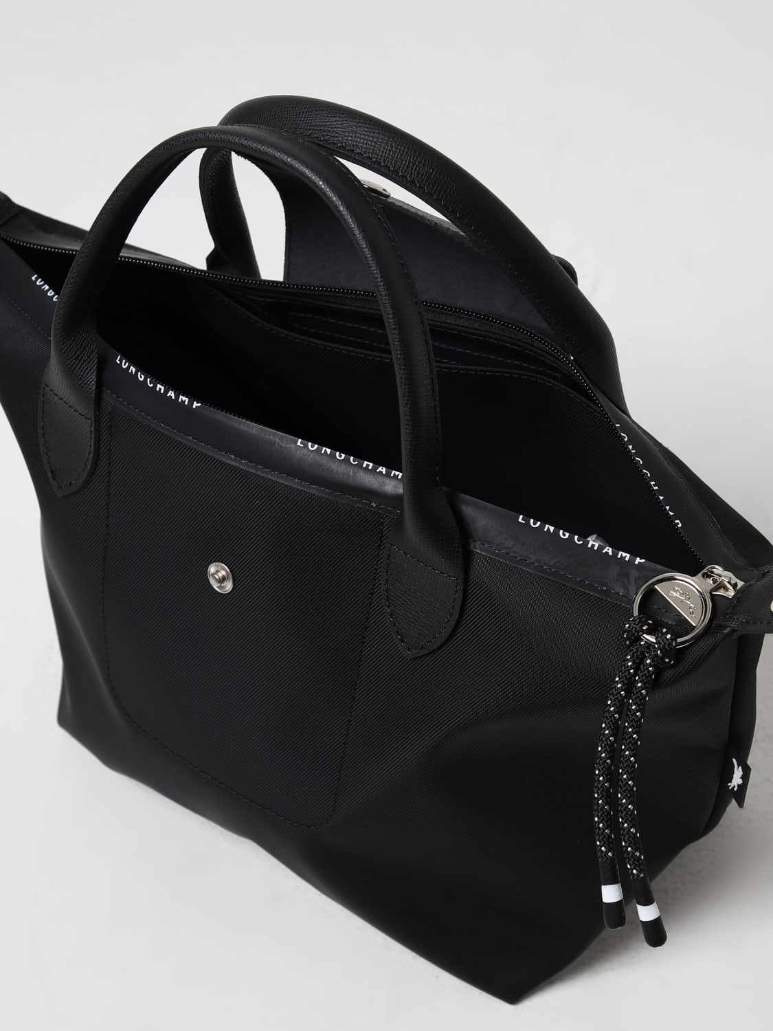 LONGCHAMP HANDBAG: Longchamp Le Pliage Energy bag in recycled nylon and leather, Black - Img 3