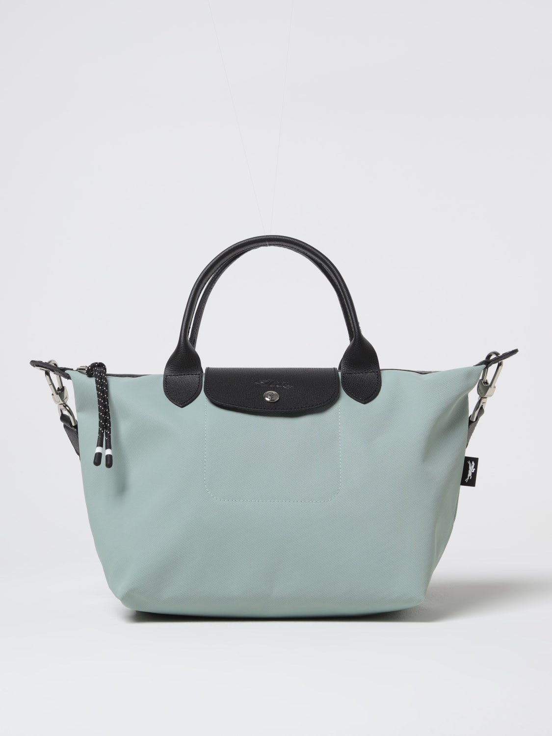 LONGCHAMP BORSA A MANO: Borsa Le Pliage Energy S Longchamp in nylon riciclato e pelle, Acqua - Img 1