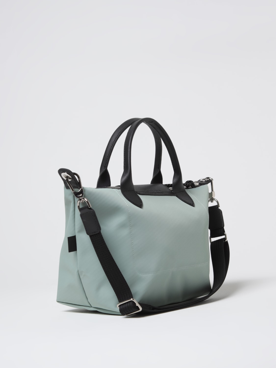 LONGCHAMP BORSA A MANO: Borsa Le Pliage Energy S Longchamp in nylon riciclato e pelle, Acqua - Img 2