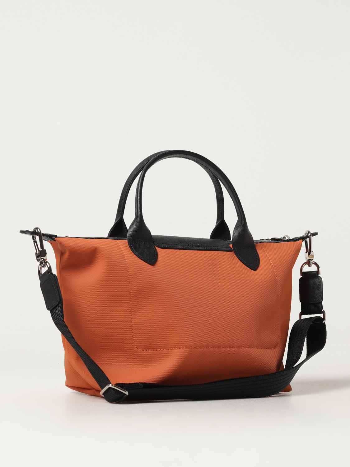 LONGCHAMP BORSA A MANO: Borsa Le Pliage Energy S Longchamp in nylon riciclato e pelle, Mandarino - Img 2