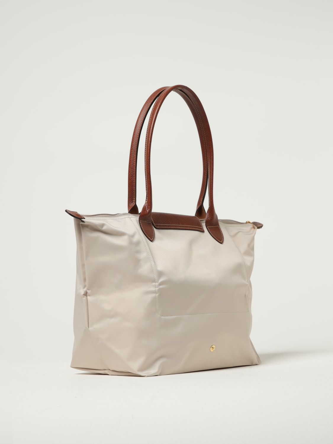 LONGCHAMP SHOULDER BAG: Longchamp Le Pliage recycled nylon and leather bag, Ivory - Img 2