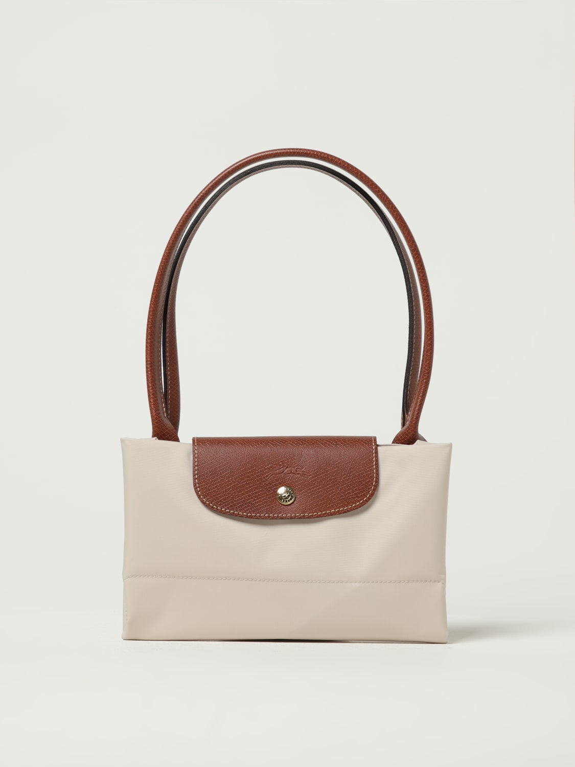 LONGCHAMP SHOULDER BAG: Longchamp Le Pliage recycled nylon and leather bag, Ivory - Img 4