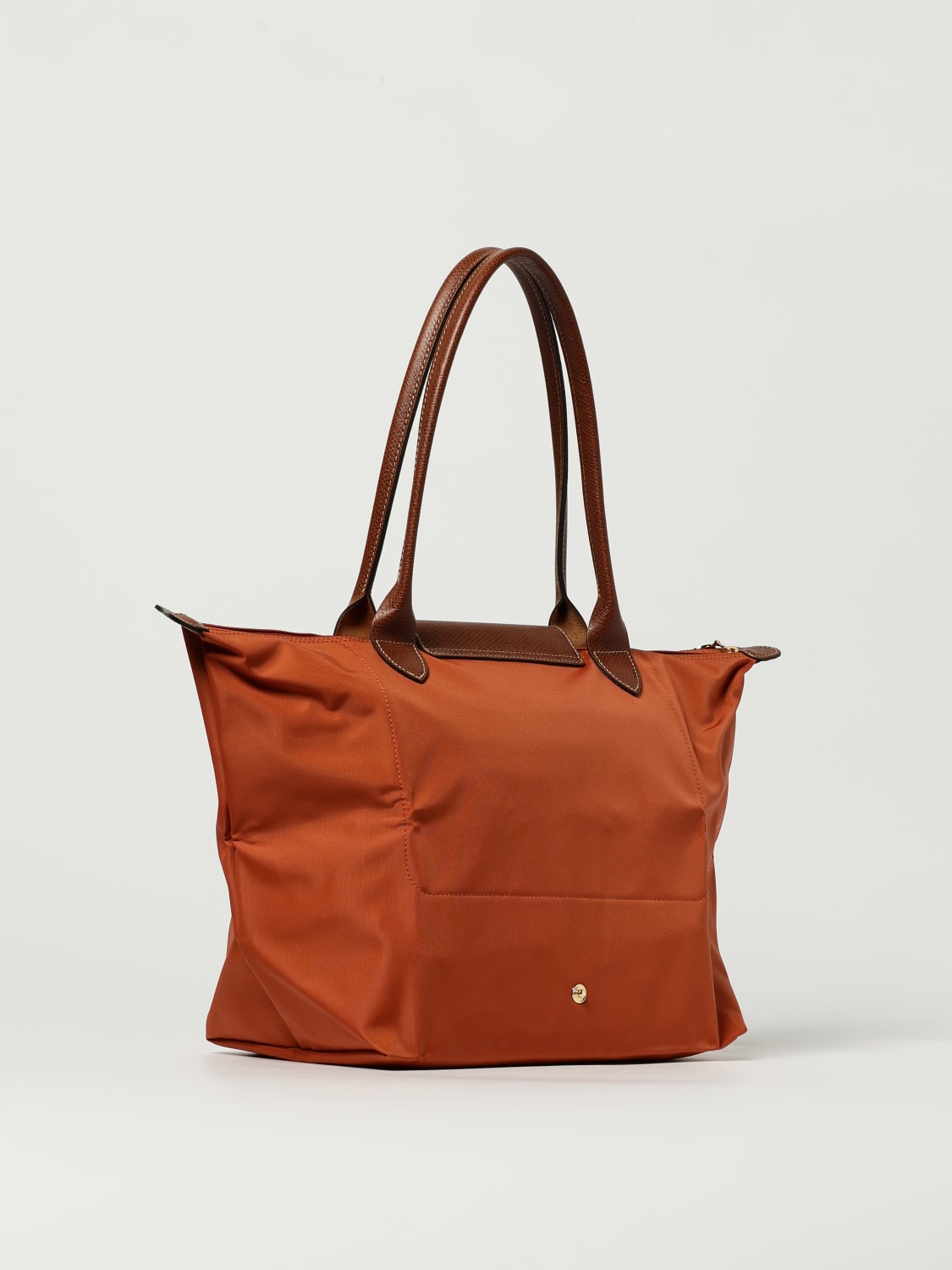 LONGCHAMP SHOULDER BAG: Longchamp Le Pliage recycled nylon and leather bag, Brick Red - Img 2