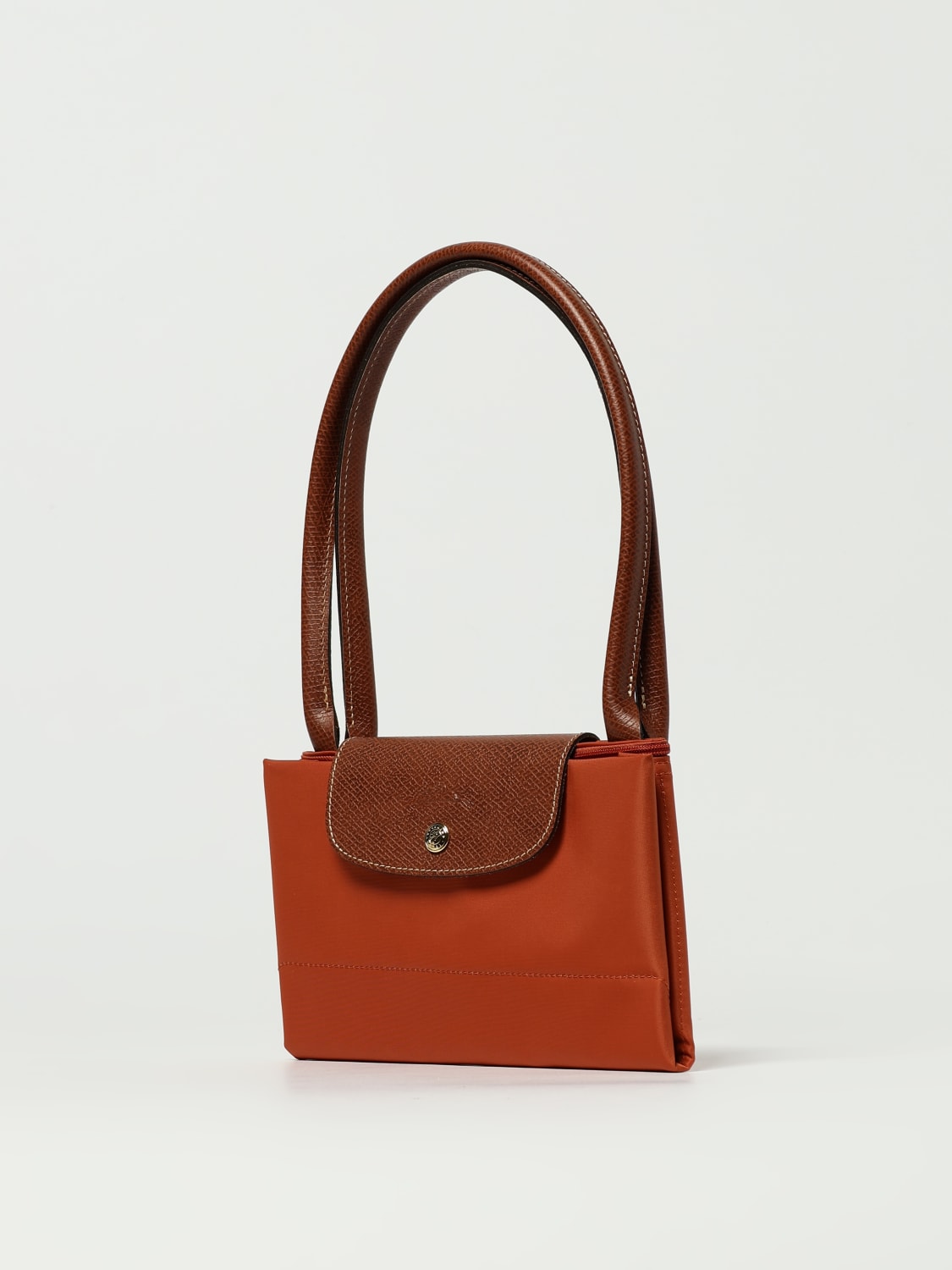 LONGCHAMP SHOULDER BAG: Longchamp Le Pliage recycled nylon and leather bag, Brick Red - Img 4