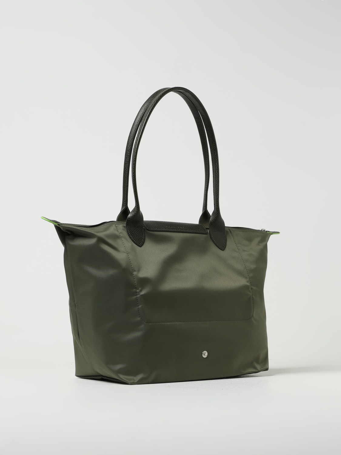 LONGCHAMP BORSA A SPALLA: Borsa Le Pliage Green L Longchamp in nylon riciclato e pelle, Verde - Img 2