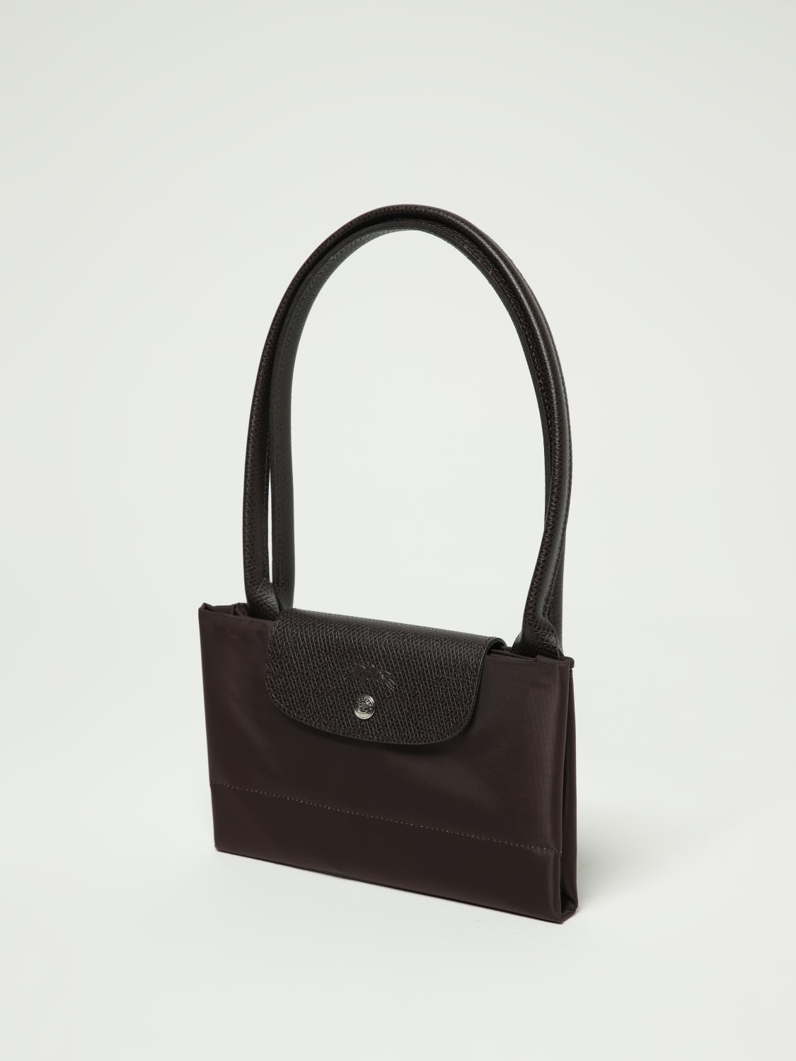 LONGCHAMP SHOULDER BAG: Longchamp Le Pliage recycled nylon and leather bag, Brown - Img 4