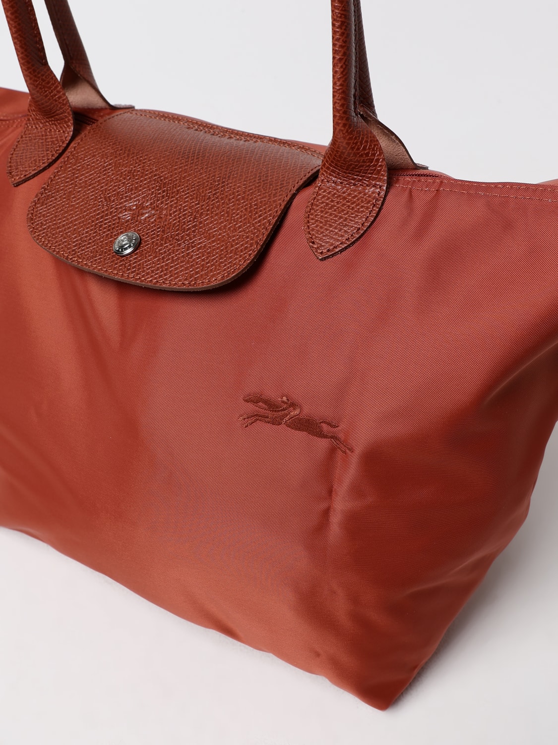 LONGCHAMP SHOULDER BAG: Longchamp Le Pliage recycled nylon and leather bag, Hazel - Img 3