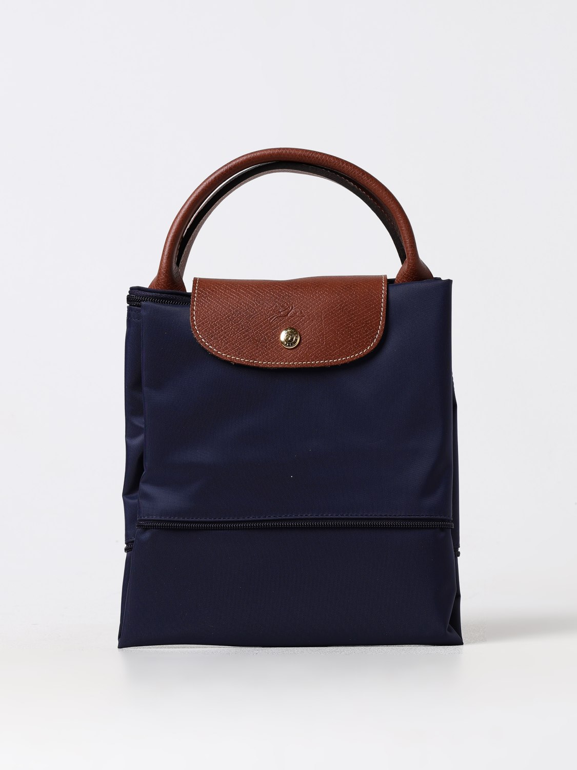 LONGCHAMP TRAVEL CASE: Longchamp Le Pliage travel bag in recycled nylon and leather, Blue - Img 3