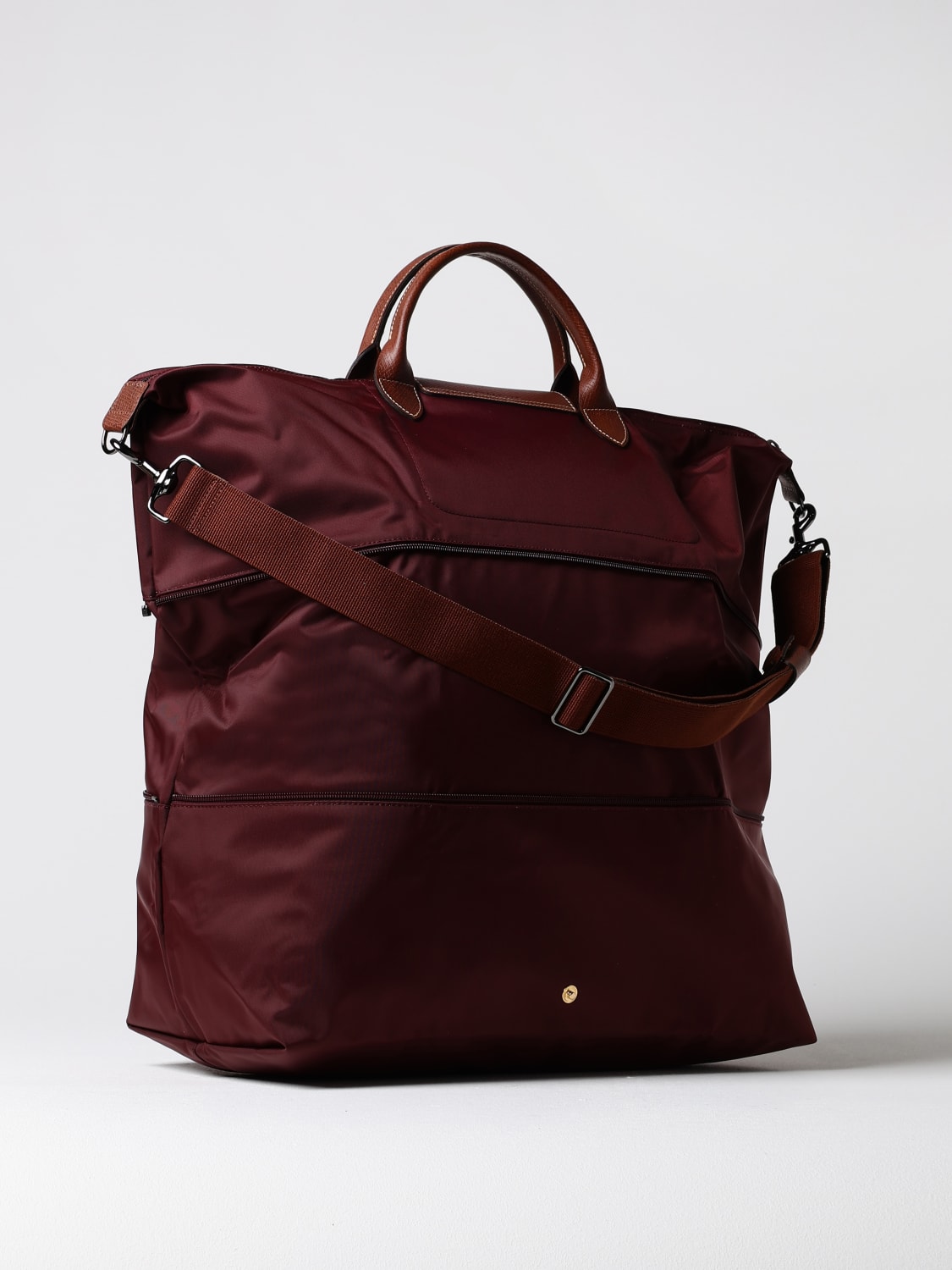 LONGCHAMP TRAVEL CASE: Longchamp Le Pliage travel bag in recycled nylon and leather, Burgundy - Img 2