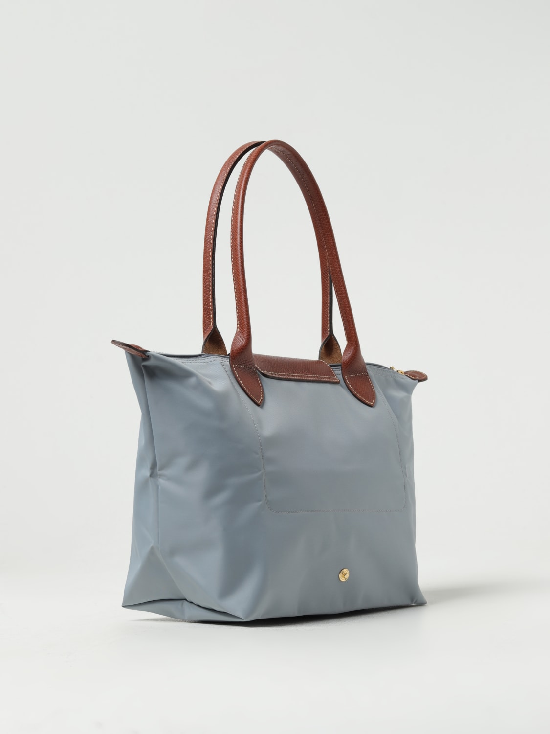 LONGCHAMP: Le Pliage bag in nylon and grained leather - Grey