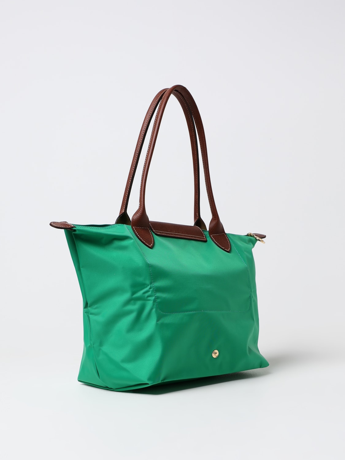 LONGCHAMP SHOULDER BAG: Longchamp Le Pliage bag in nylon and grained leather, Emerald - Img 2