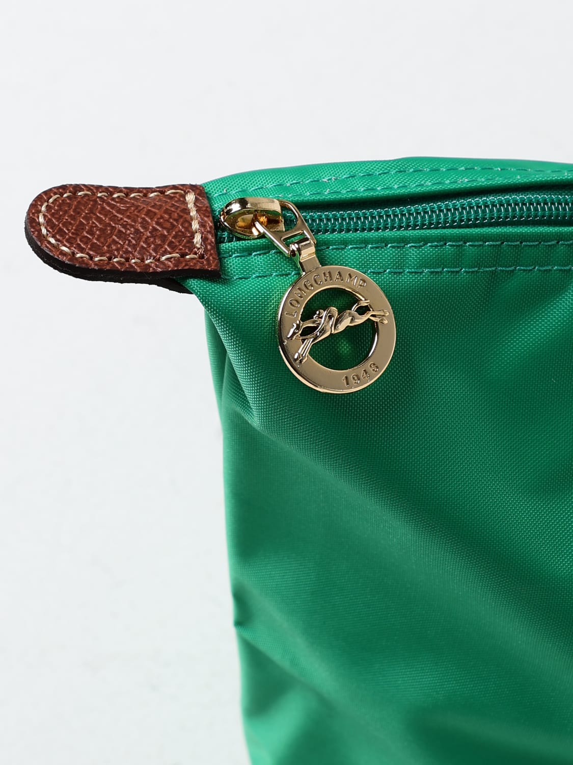 LONGCHAMP SHOULDER BAG: Longchamp Le Pliage bag in nylon and grained leather, Emerald - Img 3