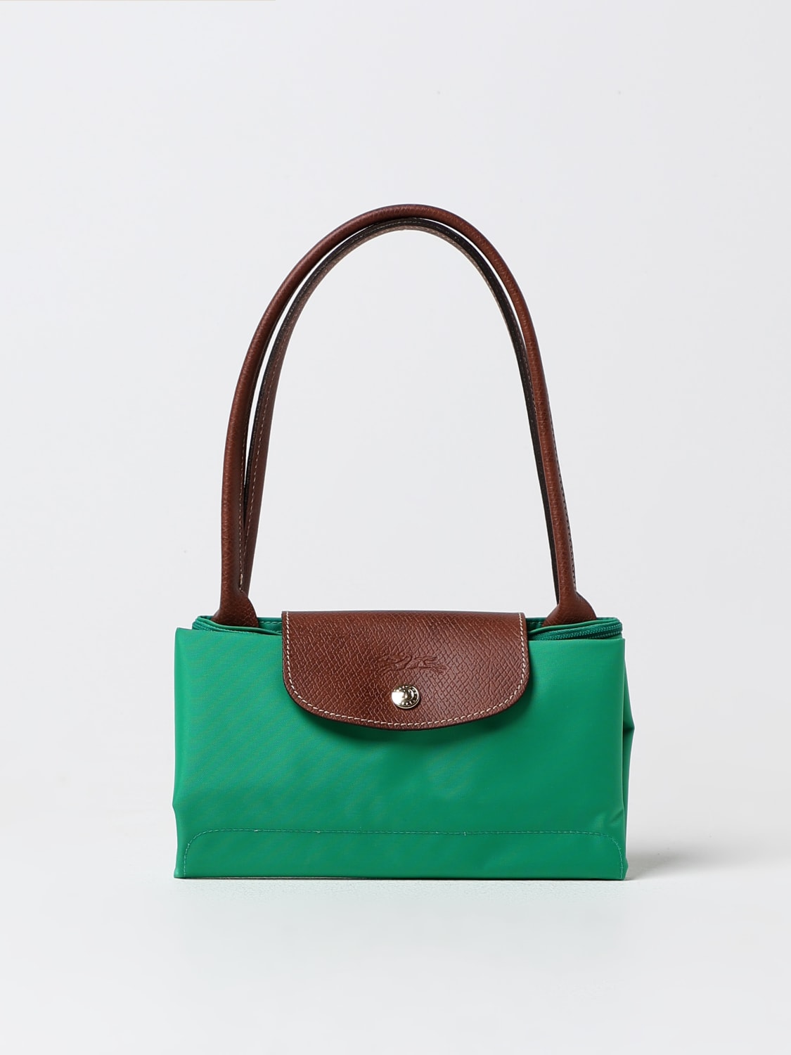 LONGCHAMP SHOULDER BAG: Longchamp Le Pliage bag in nylon and grained leather, Emerald - Img 4