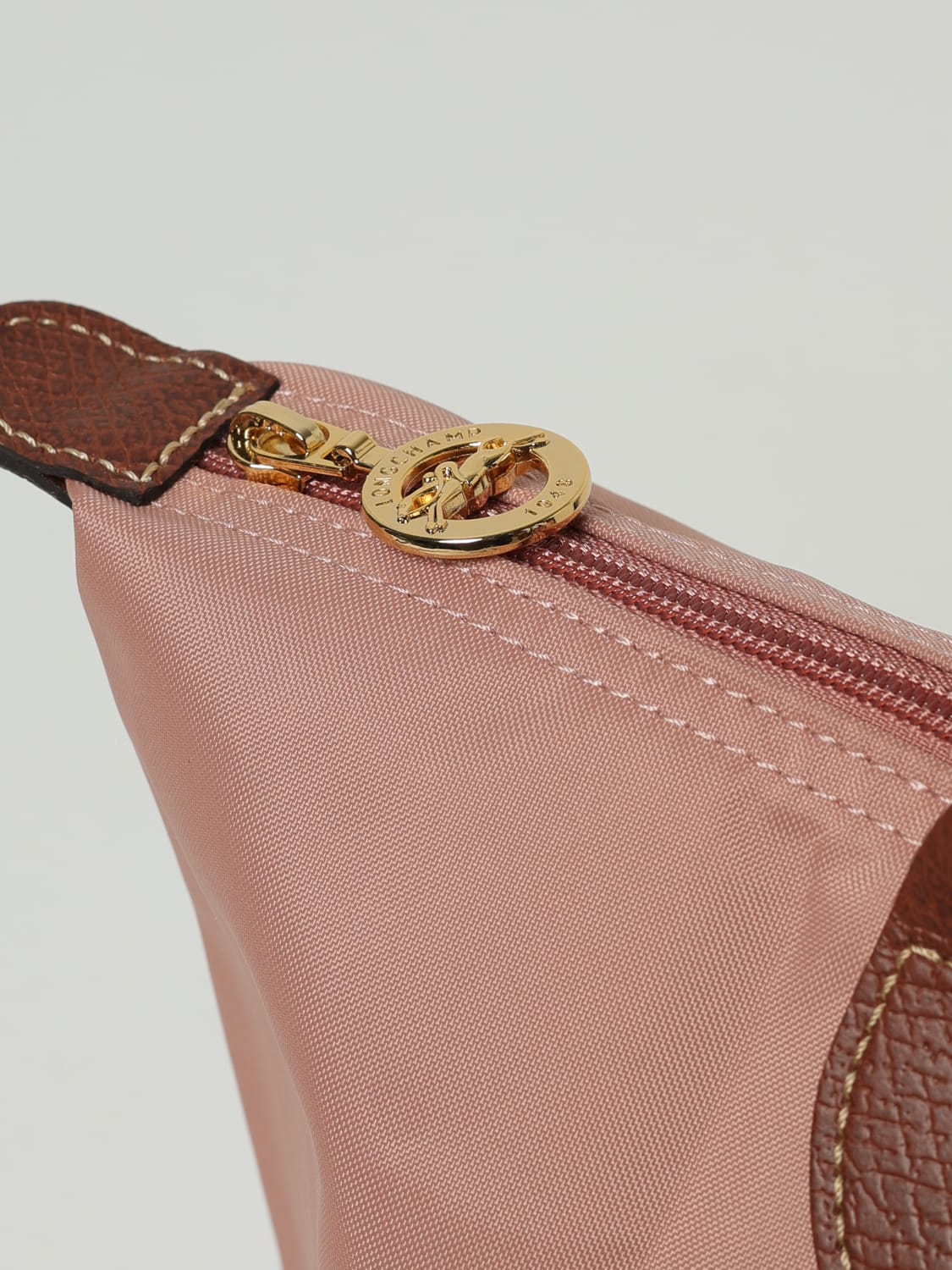 LONGCHAMP SHOULDER BAG: Longchamp Le Pliage bag in nylon and grained leather, Blush Pink - Img 3