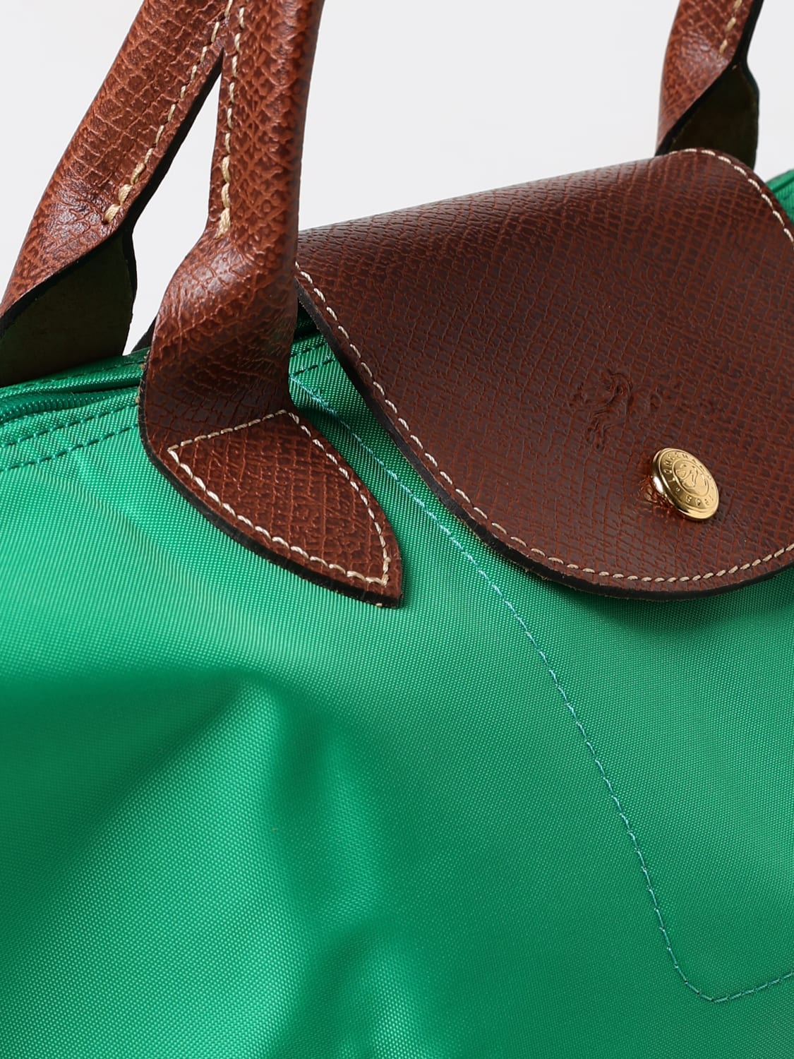 LONGCHAMP HANDBAG: Longchamp Le Pliage recycled nylon and leather bag, Green - Img 3