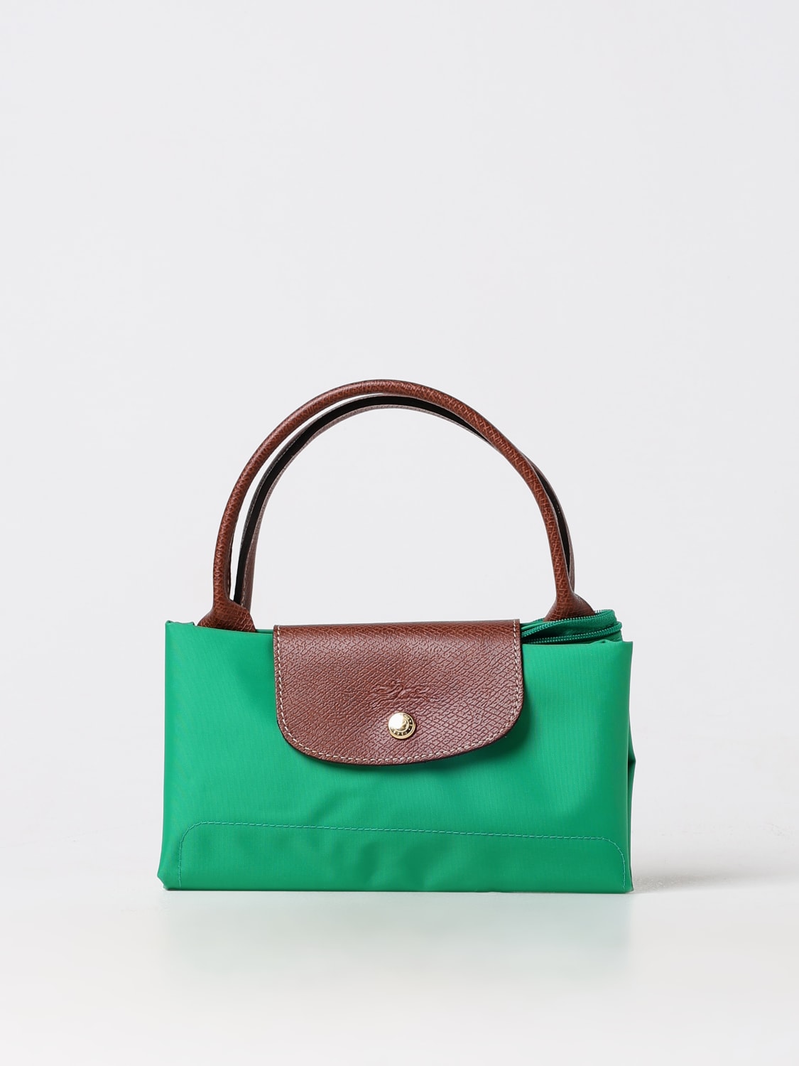 LONGCHAMP HANDBAG: Longchamp Le Pliage recycled nylon and leather bag, Green - Img 4