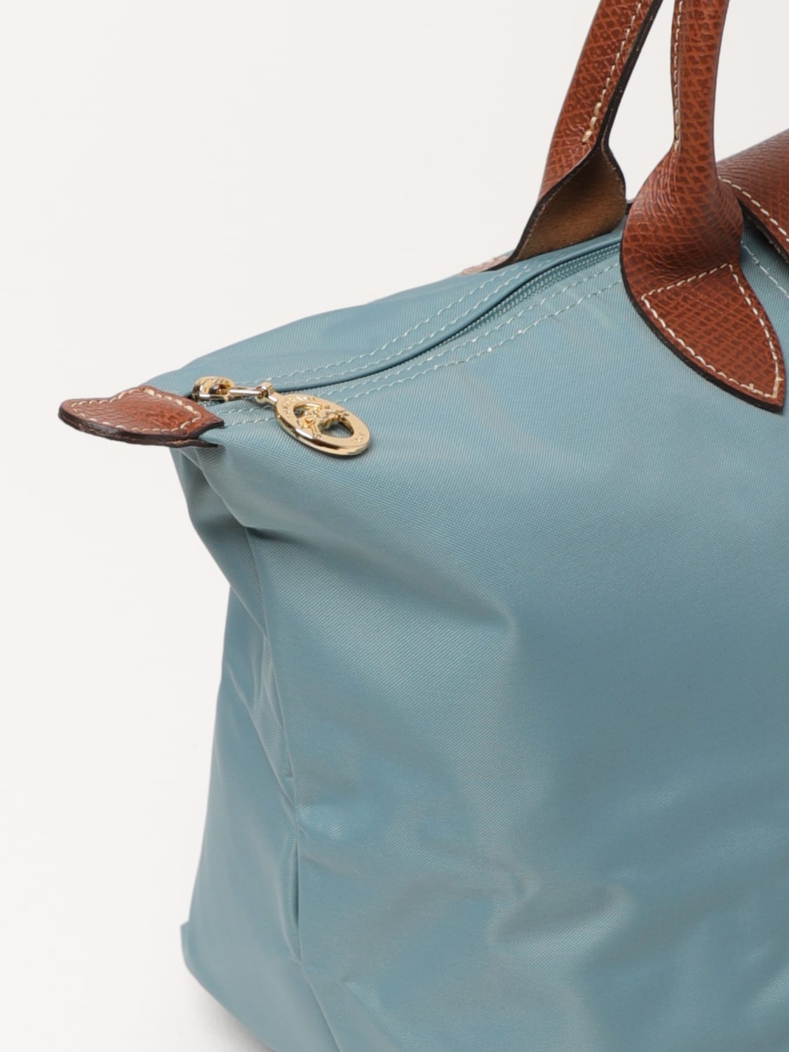 LONGCHAMP HANDBAG: Longchamp Le Pliage recycled nylon and leather bag, Water - Img 3