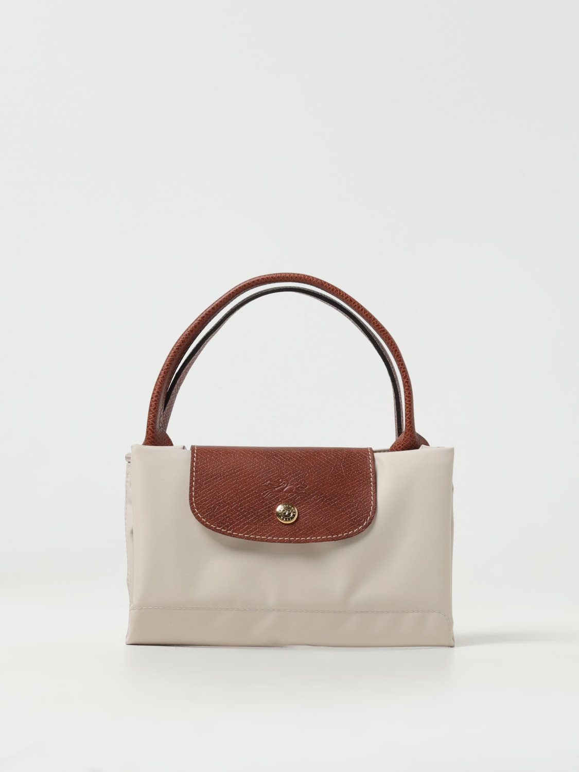 LONGCHAMP HANDBAG: Longchamp Le Pliage recycled nylon and leather bag, Yellow Cream - Img 3