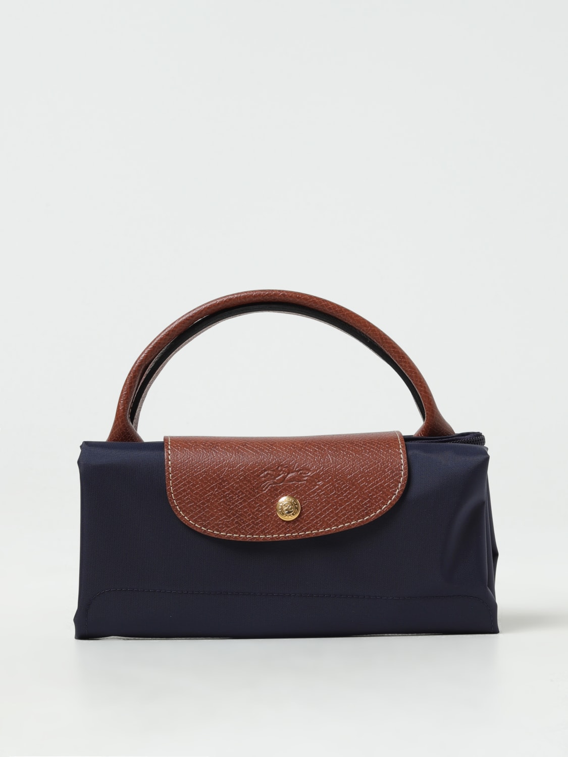 LONGCHAMP TOTE BAGS: Longchamp Le Pliage bag in nylon and grained leather, Navy - Img 3