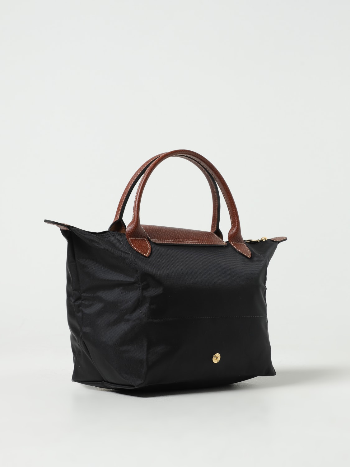 LONGCHAMP HANDBAG: Longchamp Le Pliage Original S bag in nylon and grained leather, Black - Img 2