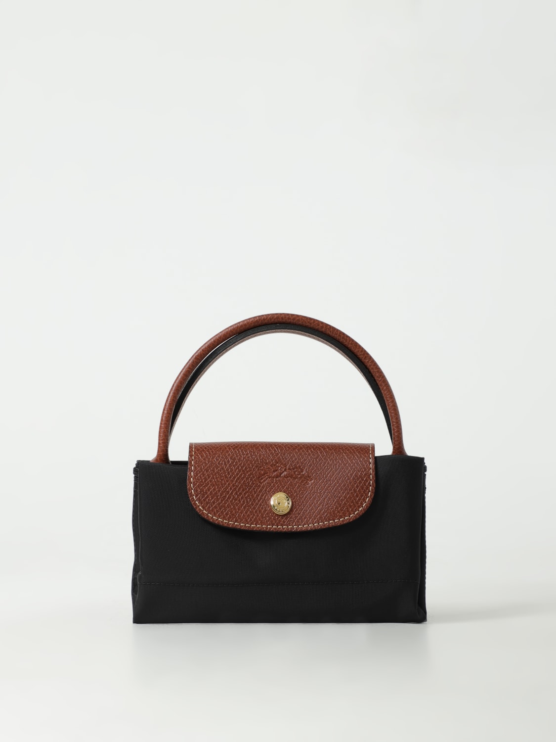 LONGCHAMP HANDBAG: Longchamp Le Pliage Original S bag in nylon and grained leather, Black - Img 3