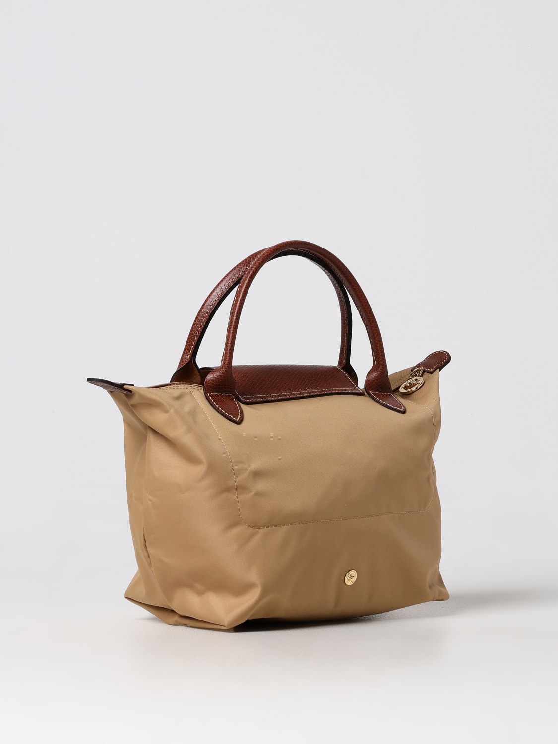 LONGCHAMP HANDBAG: Longchamp Le Pliage Original S bag in nylon and grained leather, Camel - Img 2