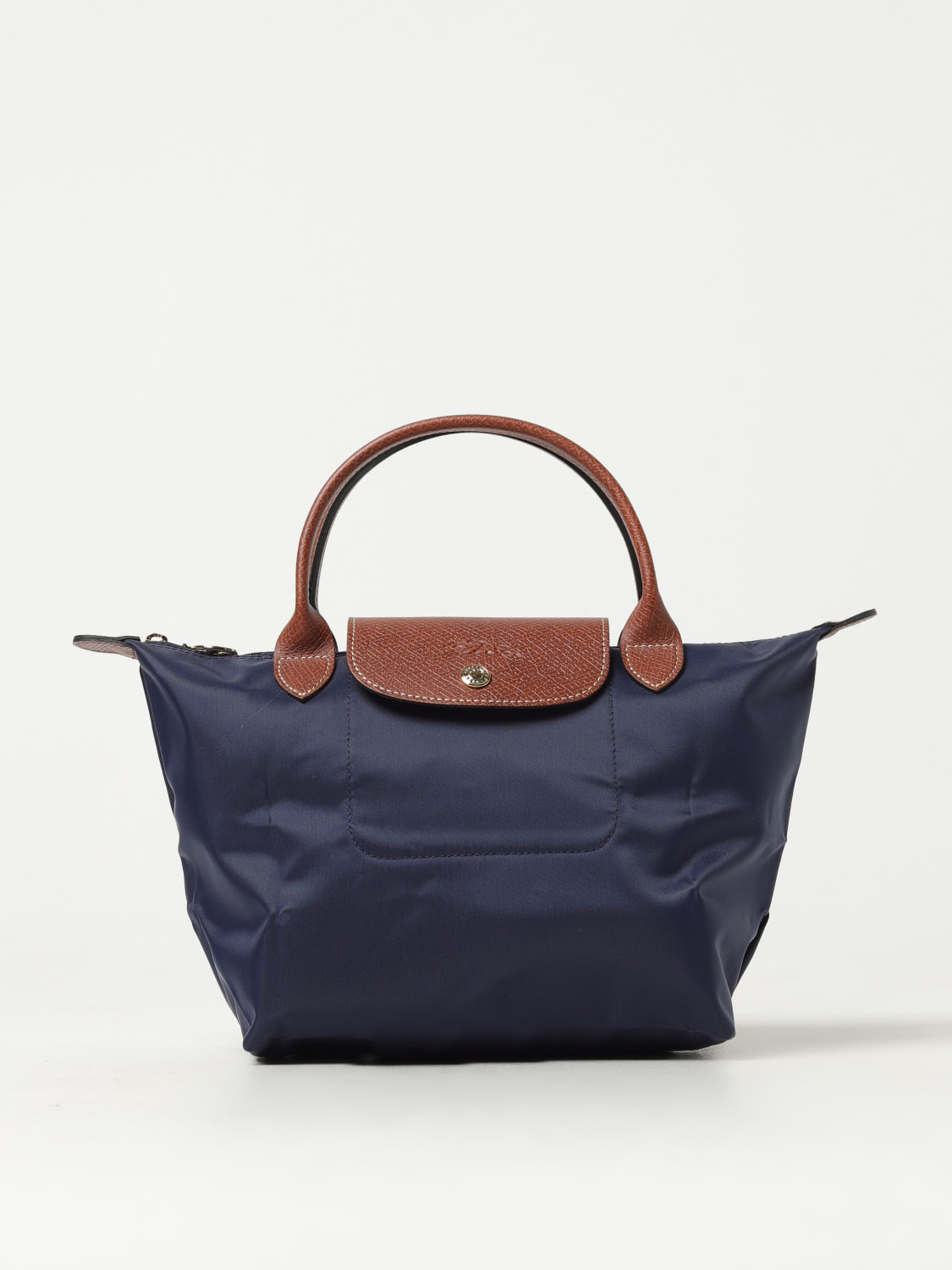 LONGCHAMP HANDBAG: Longchamp Le Pliage Original S bag in nylon and grained leather, Navy - Img 1