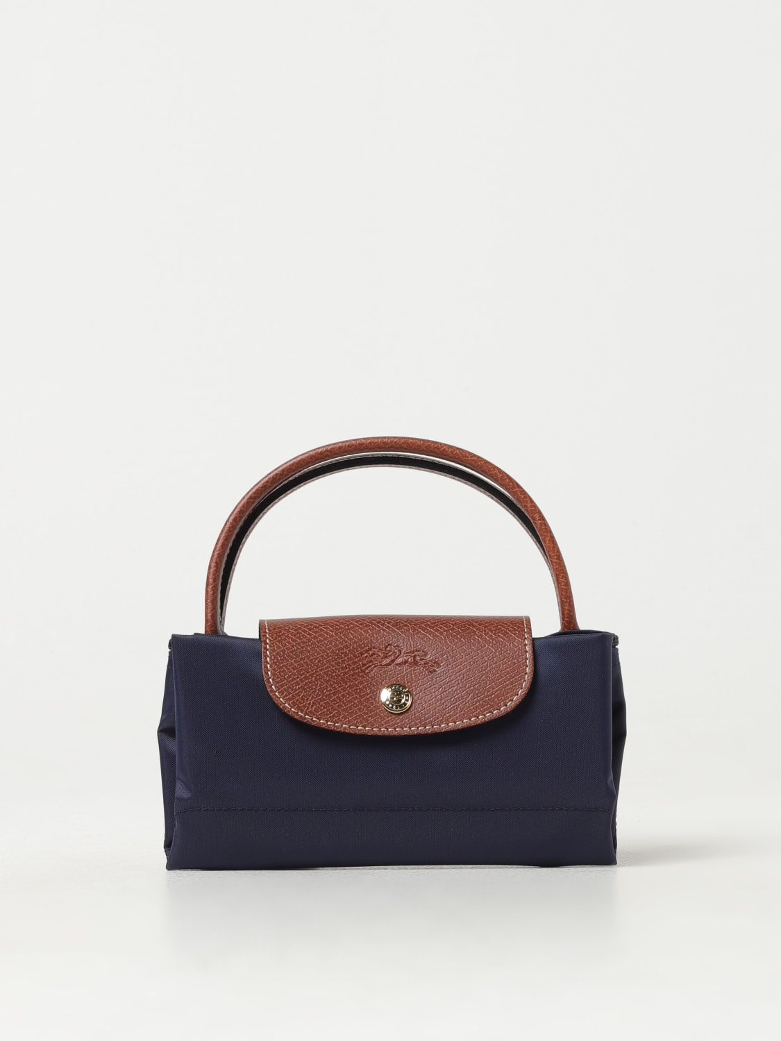 LONGCHAMP HANDBAG: Longchamp Le Pliage Original S bag in nylon and grained leather, Navy - Img 3