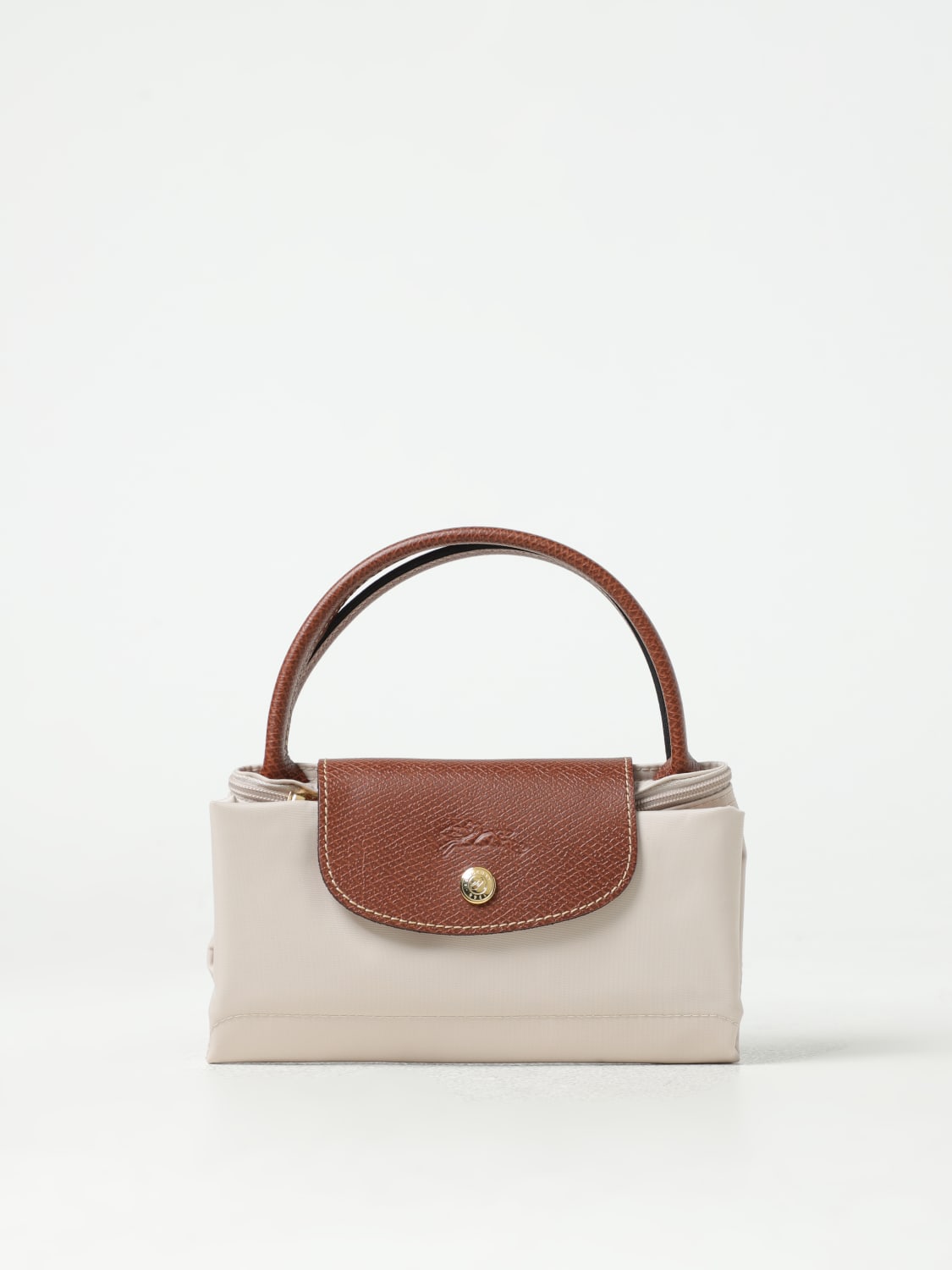 LONGCHAMP HANDBAG: Longchamp Le Pliage Original S bag in nylon and grained leather, Yellow Cream - Img 3