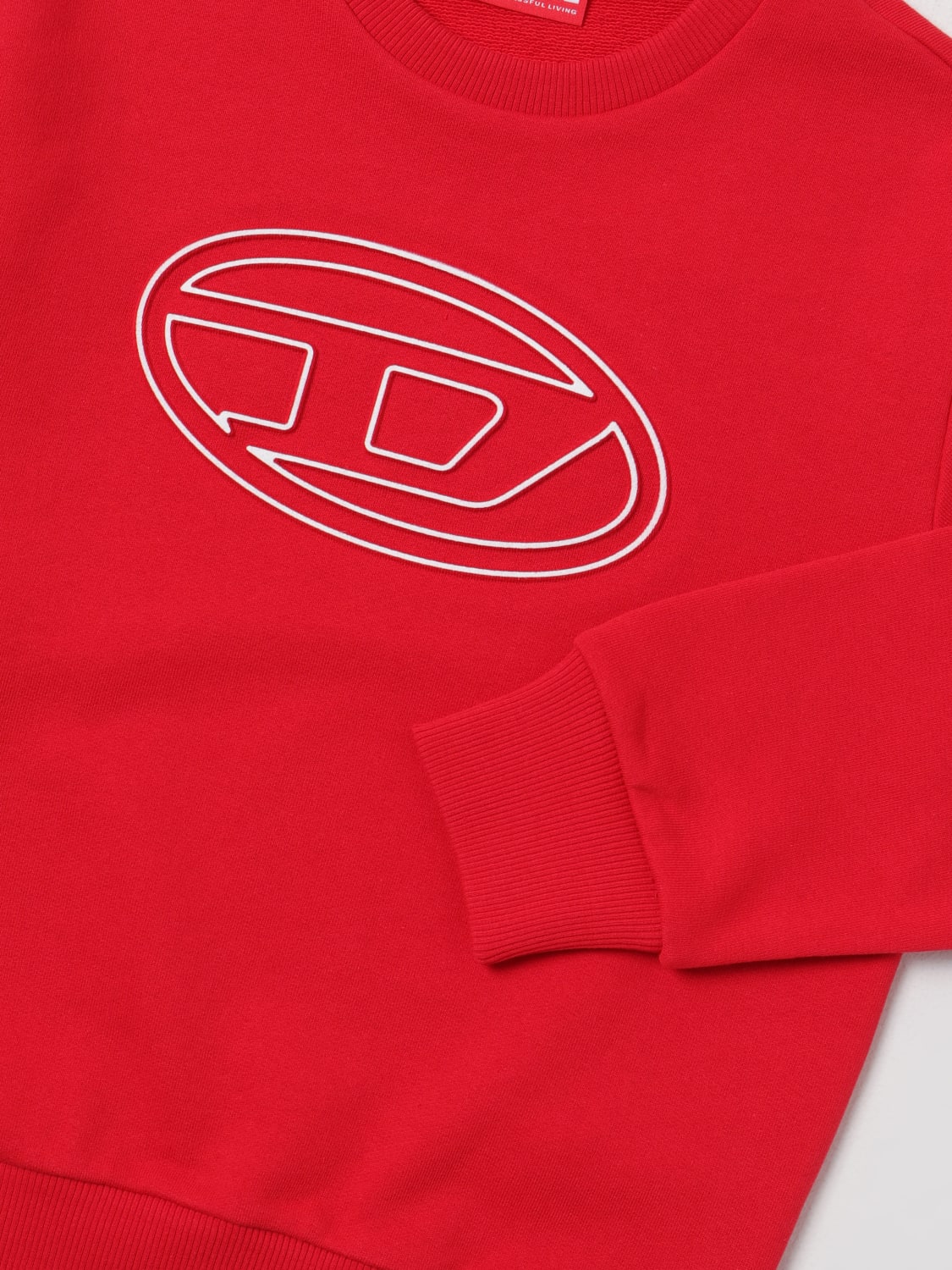 DIESEL SWEATER: Diesel crewneck sweatshirt with logo, Red - Img 3