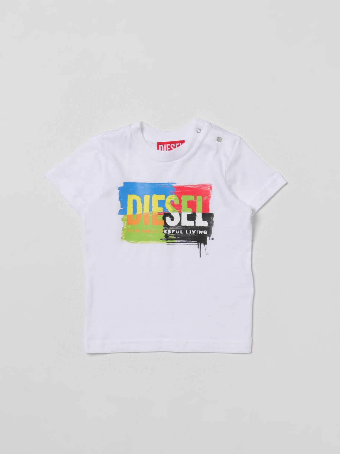 DIESEL T-SHIRT: T-shirt Diesel con stampa logo multicolor, Bianco - Img 1