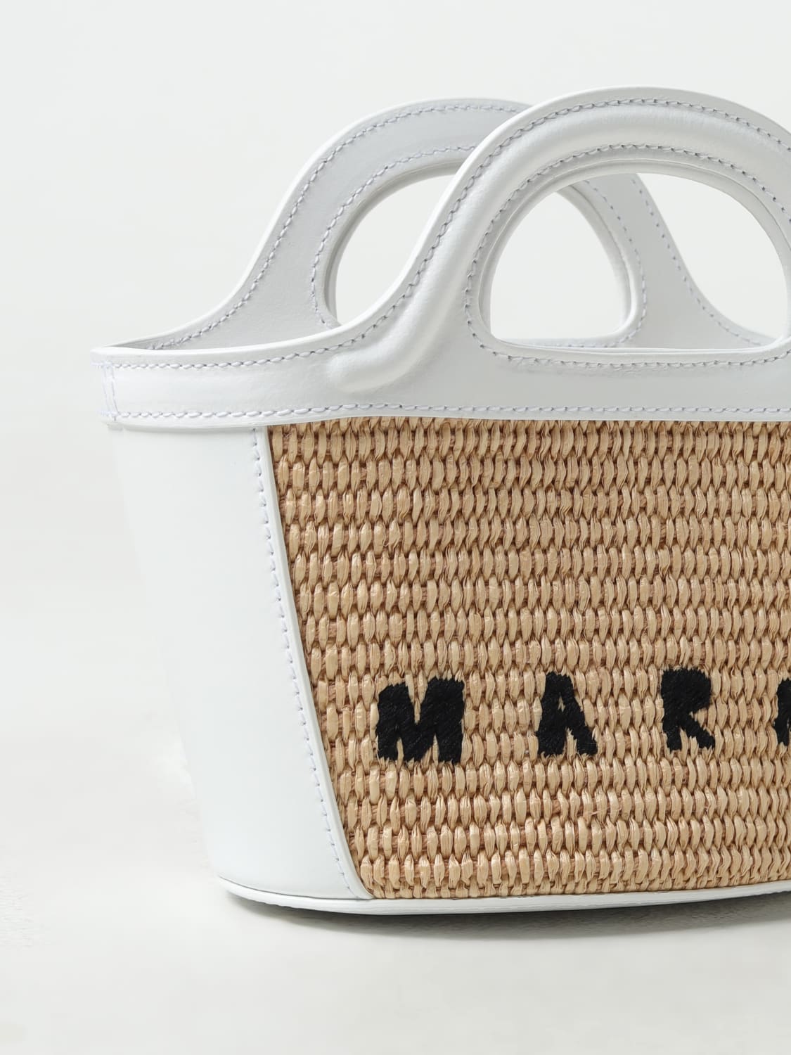 MARNI BAG: Marni Tropicalia bag in leather and woven raffia, White - Img 3