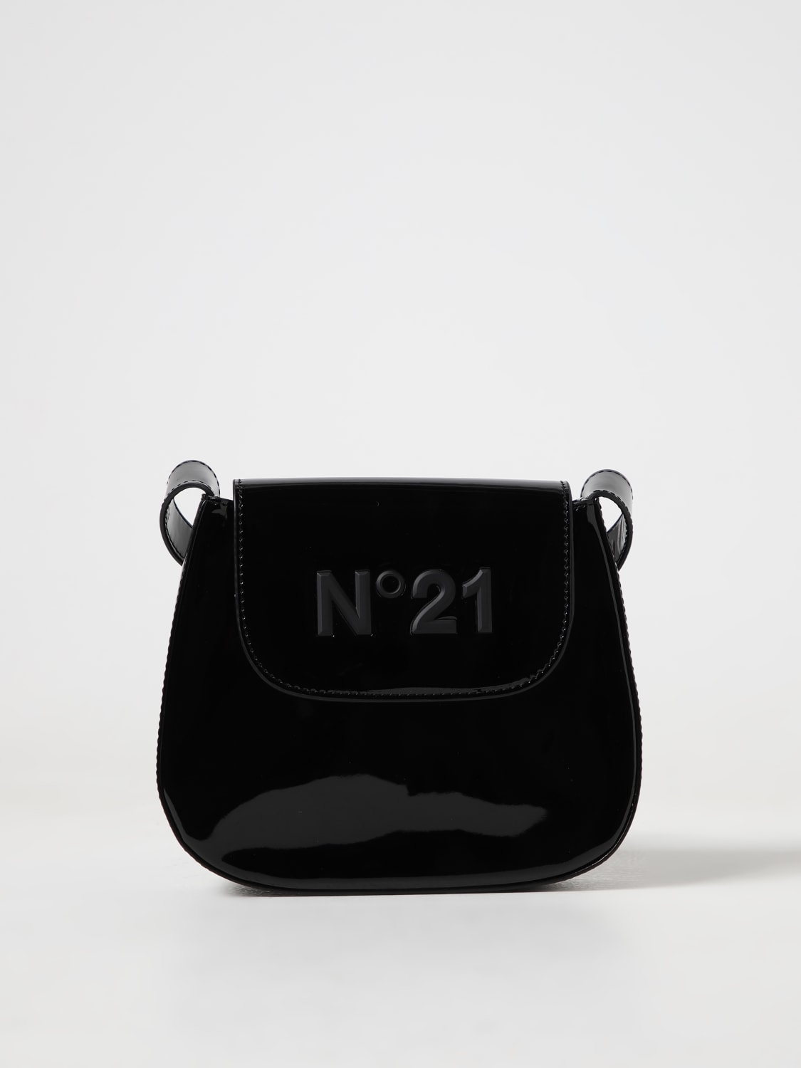 N° 21: N°21 patent leather bag with logo - Black | N° 21 clutch N21925N0244  online at GIGLIO.COM