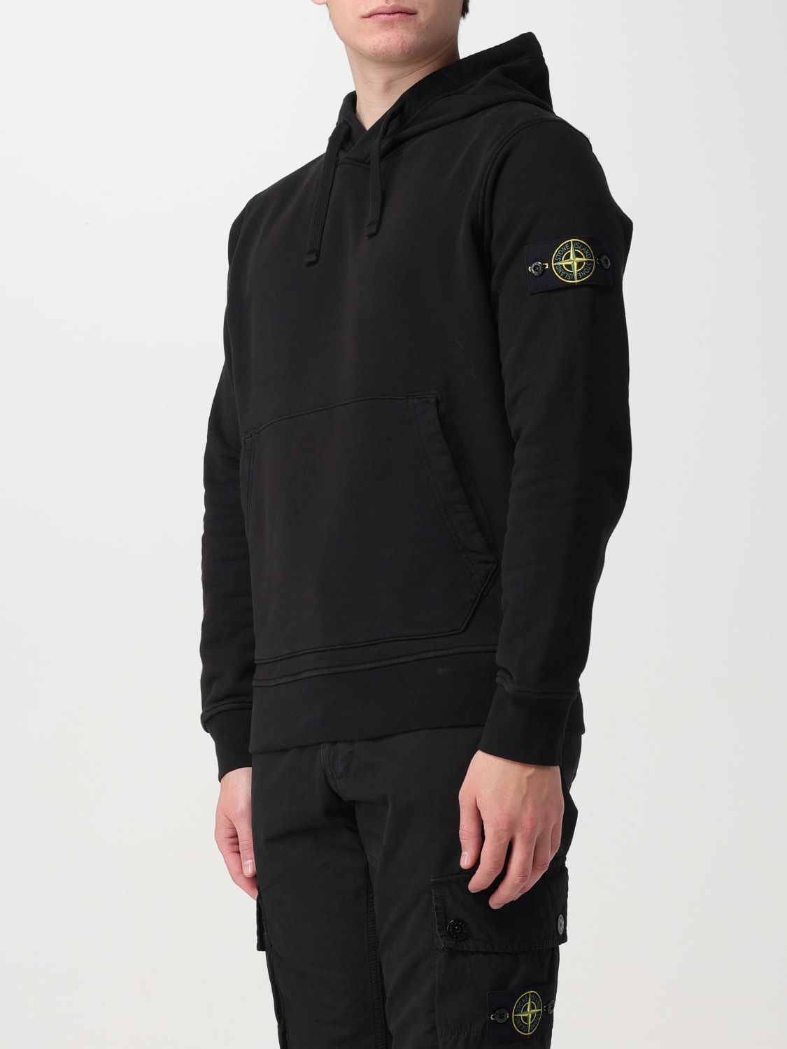 STONE ISLAND FELPA: Felpa Stone Island in jersey con cappuccio, Nero - Img 4
