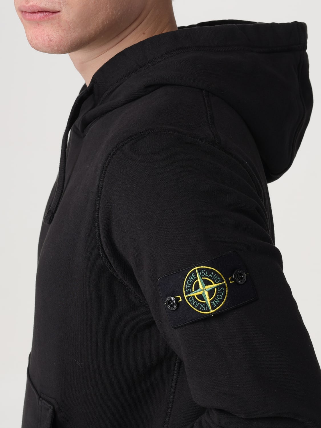 STONE ISLAND FELPA: Felpa Stone Island in jersey con cappuccio, Nero - Img 5