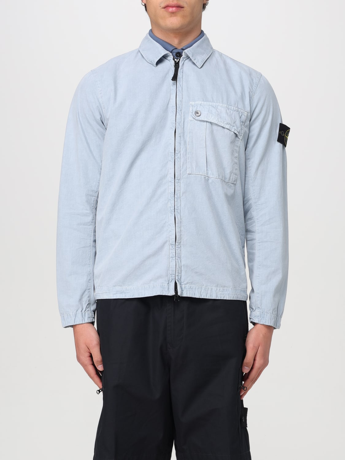 STONE ISLAND Shirt men Gnawed Blue Stone Island jacket 119WN online at GIGLIO.COM