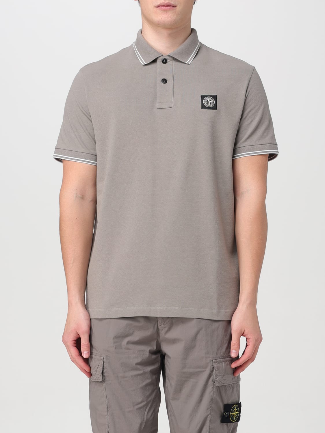 Grey stone island polo shirt on sale