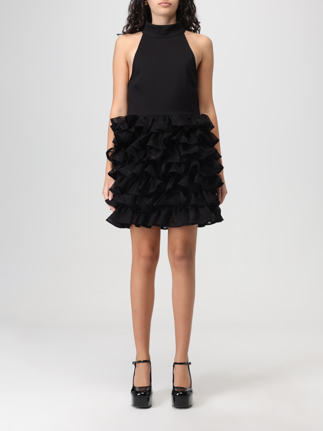 ROTATE: mini dress with ruffles - Black | Rotate dress 111997100 online at  GIGLIO.COM