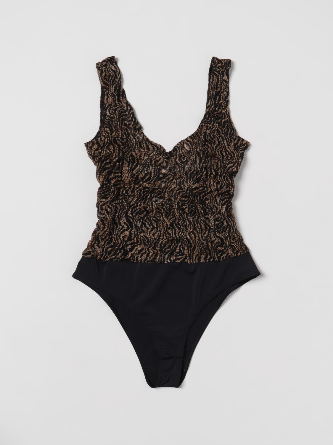 NANUSHKA BODY: Top Alixe Nanushka in chiffon animalier, Marrone - Img 2