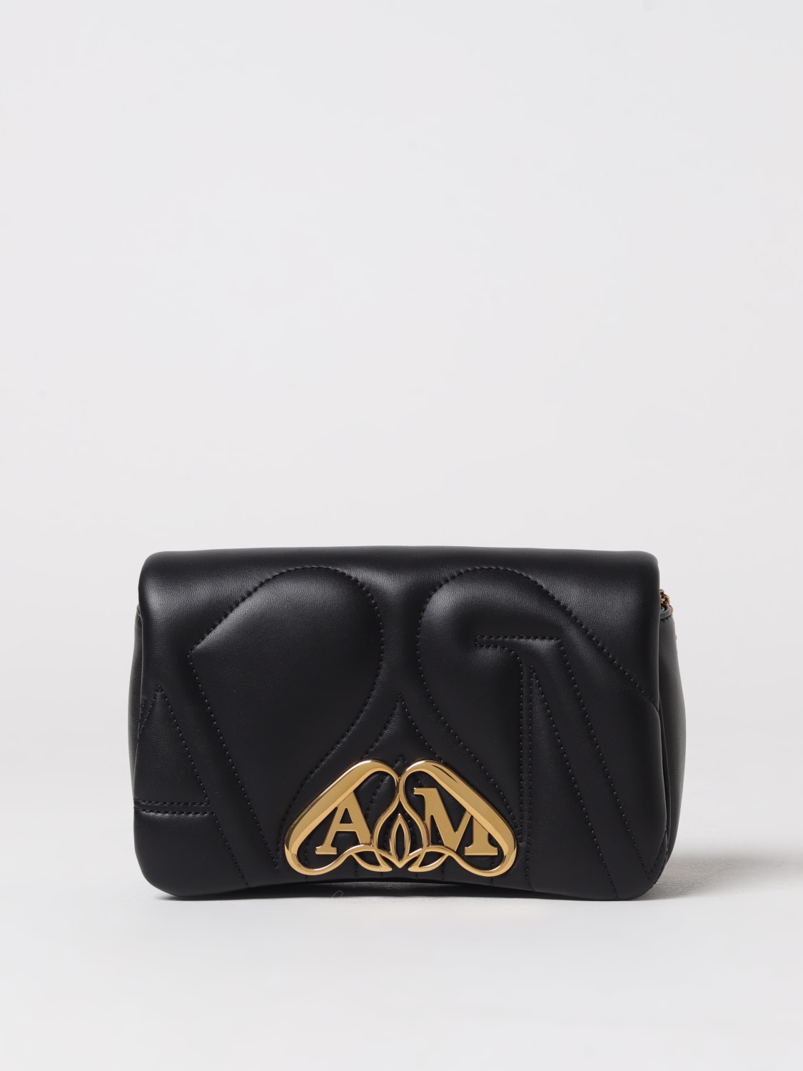 ALEXANDER MCQUEEN MINI BAG: Alexander McQueen Seal clutch in quilted leather, Black - Img 1