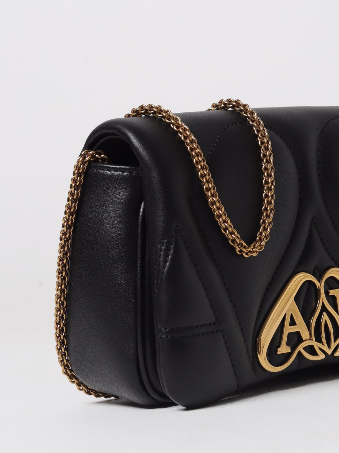 ALEXANDER MCQUEEN MINI BAG: Alexander McQueen Seal clutch in quilted leather, Black - Img 3