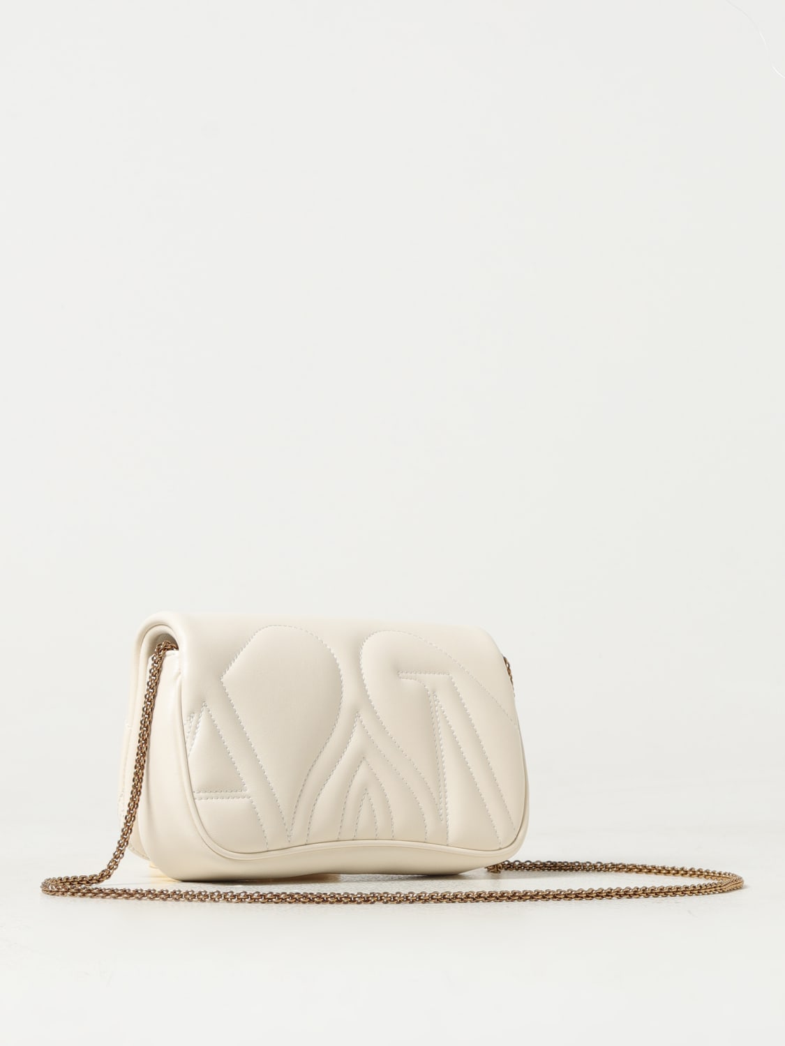 ALEXANDER MCQUEEN MINI BAG: Alexander McQueen Seal clutch in quilted leather, Yellow Cream - Img 2