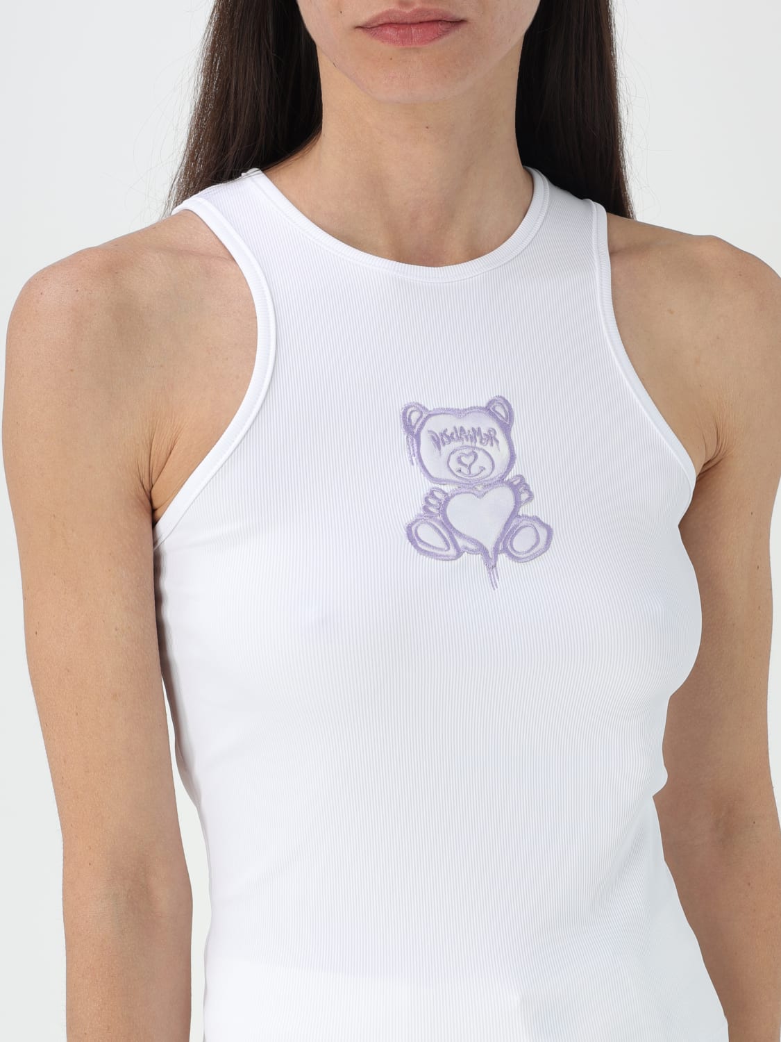 DISCLAIMER T-SHIRTS: Canotta Disclaimer in cotone stretch , Bianco - Img 3