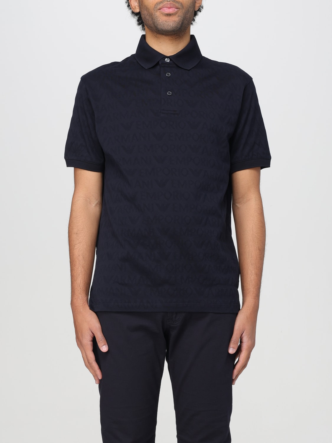 Giglio Polo Emporio Armani in cotone con logo jacquard