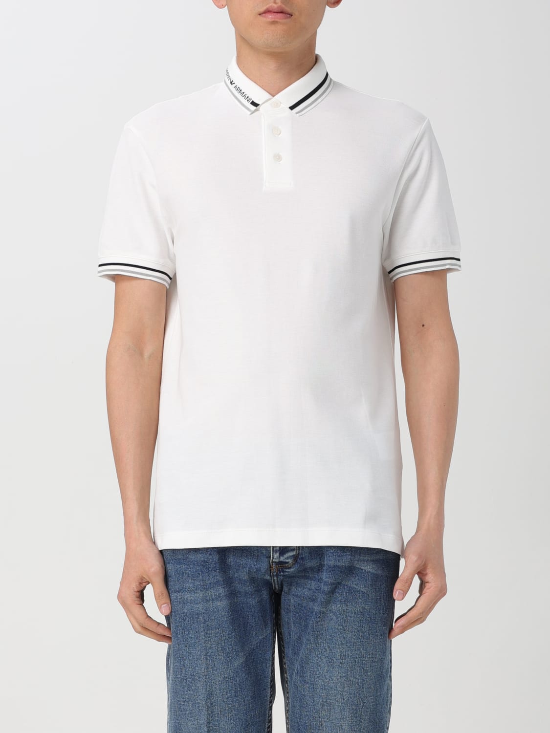 Giglio Polo Emporio Armani in piquet di cotone con logo jacquard