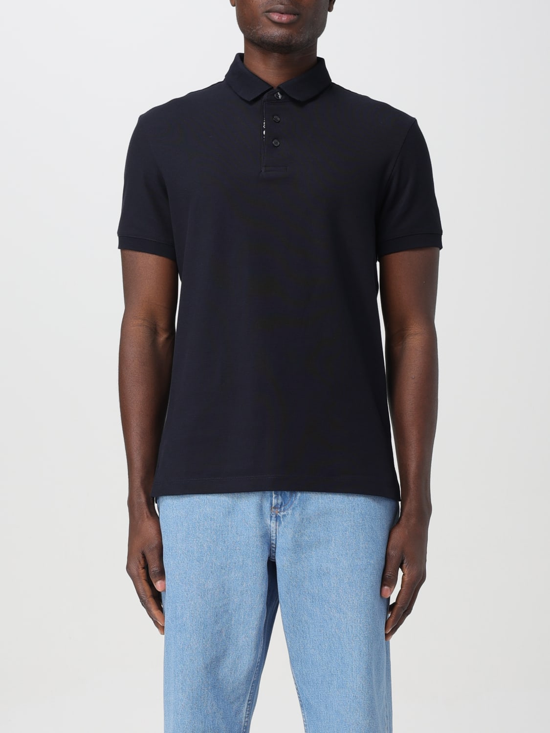 Giglio Polo Emporio Armani in piquet di cotone con logo jacquard